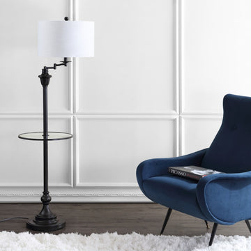Cora 60" Metal/Glass LED Side Table and Floor Lamp - JONATHAN Y